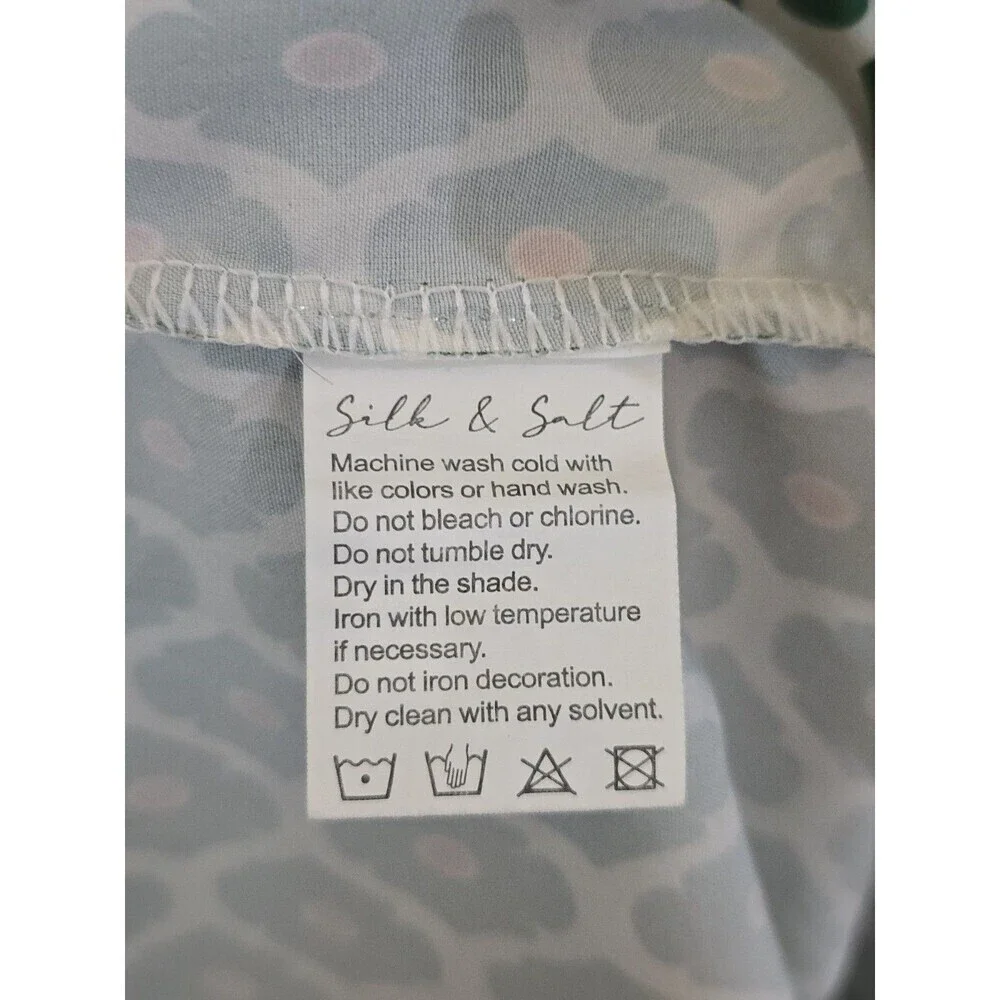 Silk & Salt Midi Dress Womens M Green Boho Tiered Peasant 3/4 Sleeve - Picture 11 of 14